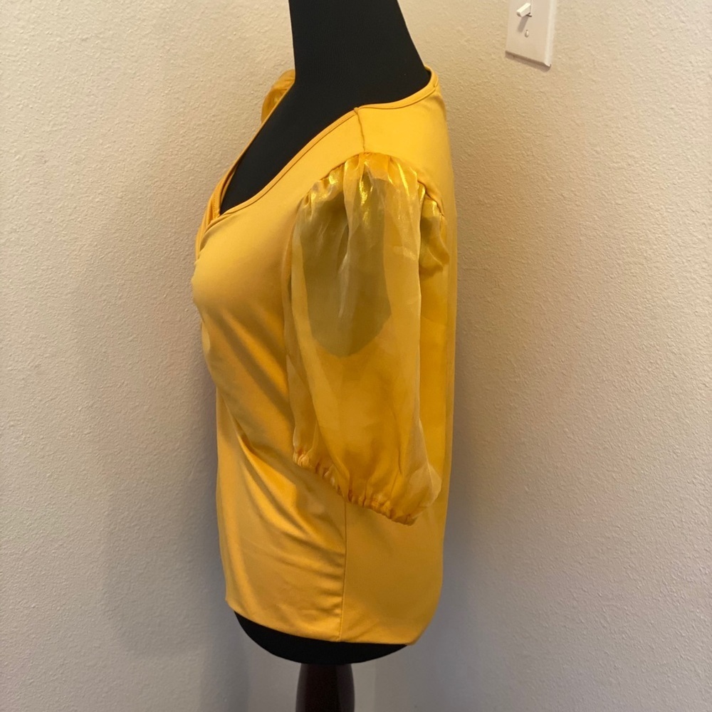 2 FOR $20 Marc New York Puff Sleeve Body Suit Mustard Yellow Gold M NEW $49 - Picture 2 of 6